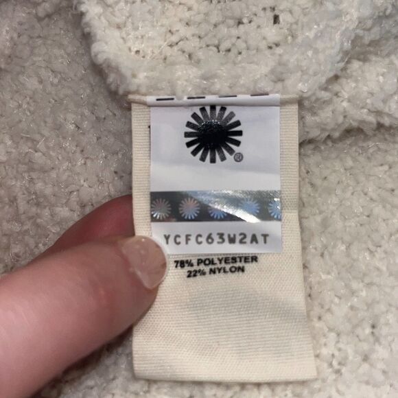 UGG Cardigan Open Front Sweater Women's Large Fleece Winter Cozycore White - Picture 5 of 7